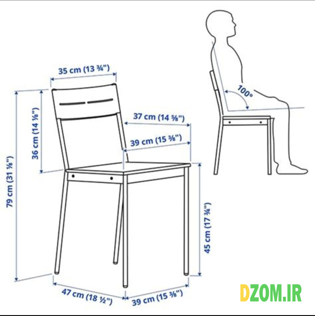 ابعاد استاندارد صندلی ناهارخوری