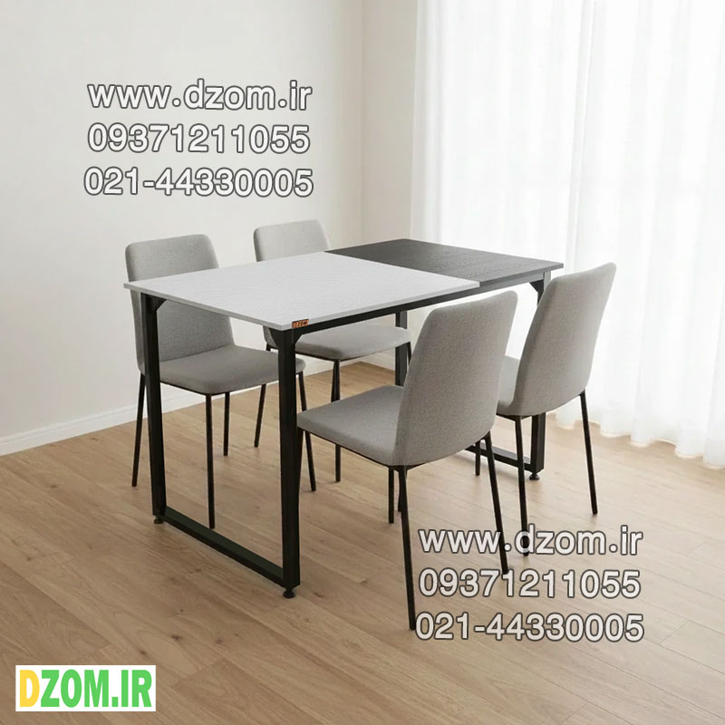120-س-دو میز ناهارخوری چهار نفره دیزم مدل مونتاژی LNC_asm_120×90_Di_BAW (بدون صندلی) - تصویر 1