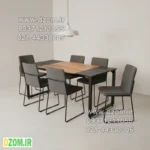 میز ناهارخوری شش نفره دیزم مدل مونتاژی LNC_asm_150×90_Tri (بدون صندلی)